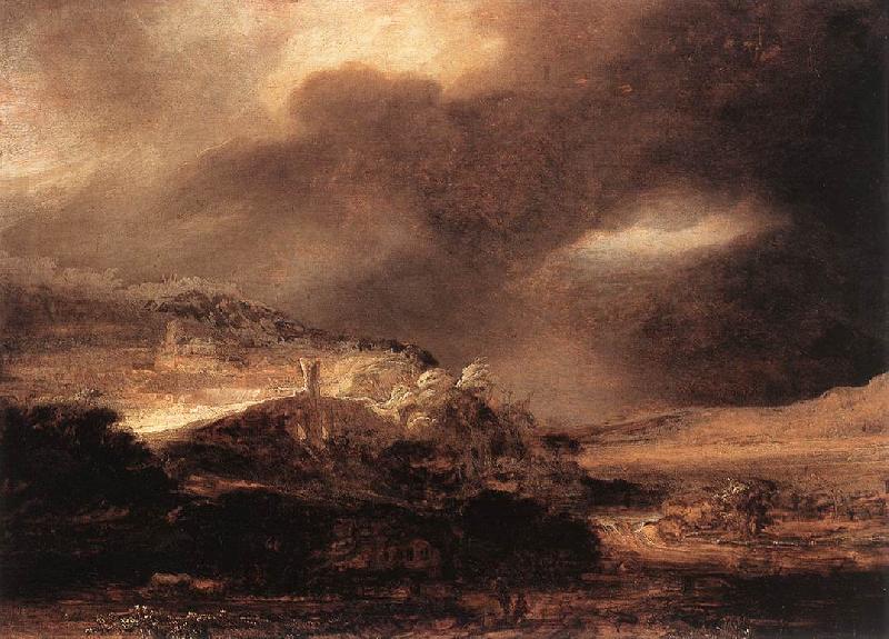 REMBRANDT Harmenszoon van Rijn Stormy Landscape wsty Sweden oil painting art